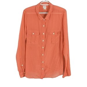 J. Crew Perfect Shirt Silk-Cotton Blend XL  Coral